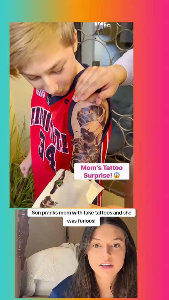Cover for Son pranks mom with fake tattoos and she was furious MomGotPranked FakeTattooPran 78902 #nicevideo