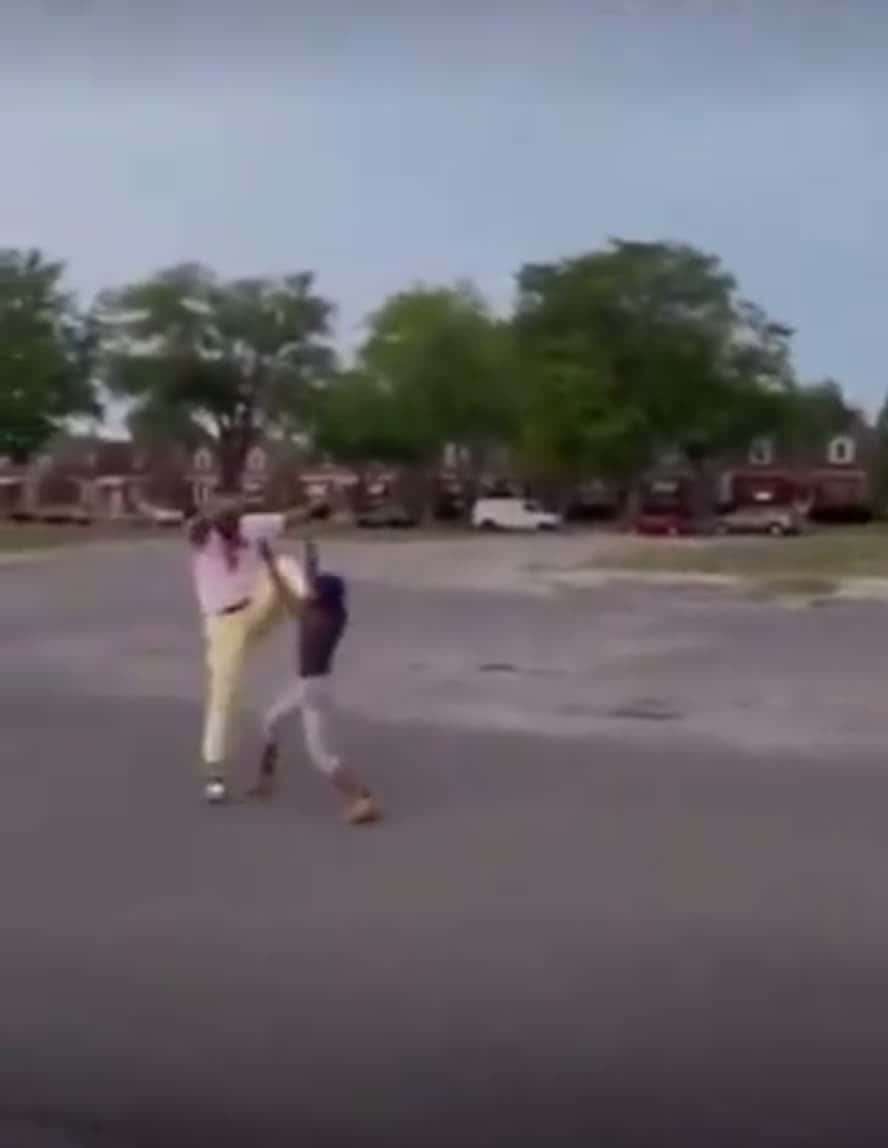 Cover for Man, front kick, woman knocked out #fyp #fypシ゚viral  #fight #fightcam #crazy #funny #cool #hood #hoodfight knockout #street