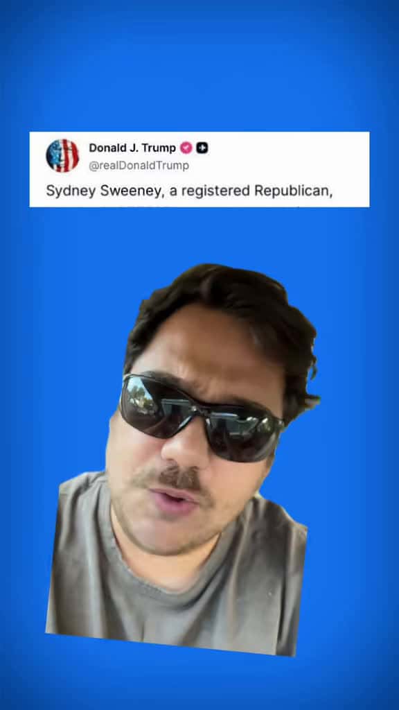 Cover for Trump reacts to Sydney Sweeney’s American Eagle ad after finding out she’s a Republican 🇺🇸 #SydneySweeney #Trump #AmericanEagle #Trending