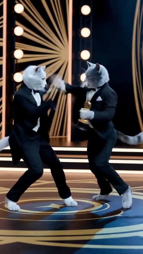 Cover for Oscar award ceremony gone wrong Oscars2025 tiktokpartner FunnyCatShorts catstories 80382 #ilovescoopz
