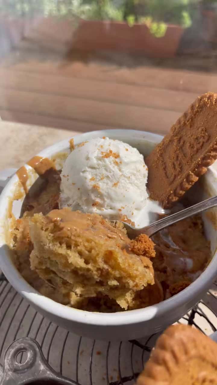 Cover for January calls for a single serving Cookie Butter Mug Cake 🥳 #cookiebuttercake #DoritosTriangleTryout #fyp #mugcakerecipe #mugcakes #fypppppppppppp #cookiebutter