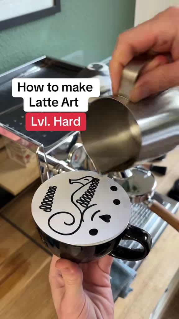 cover for Watch this mesmerizing seahorse latte art come to life! 🐎☕ #LatteArt #BaristaSkills #CoffeeArt