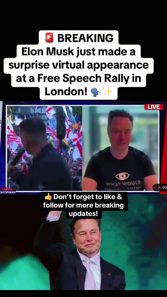 cover for Elon Musk surprises London with a sudden virtual appearance! 🇬🇧🔥 #ElonMusk #London #Viral