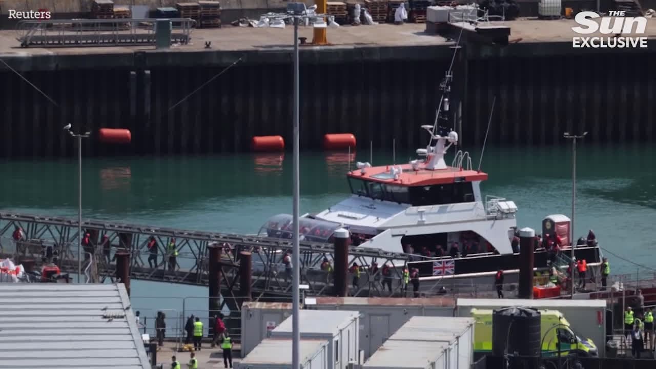 cover for First migrants DETAINED in Britain’s ‘one-in-one-out’ deal with France as MORE boats arrive in UK