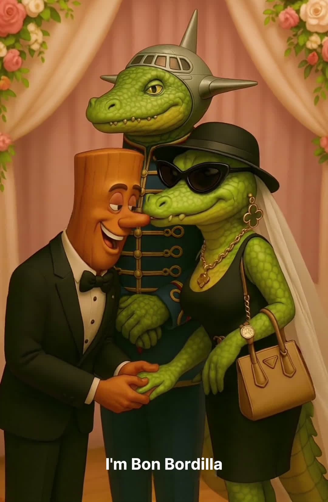 cover for AI made this wild Tung Tung Sahur and Bombardila Crocodila wedding #AIWeirdness#AnimationFun#CrocCouple#AbstractComedy