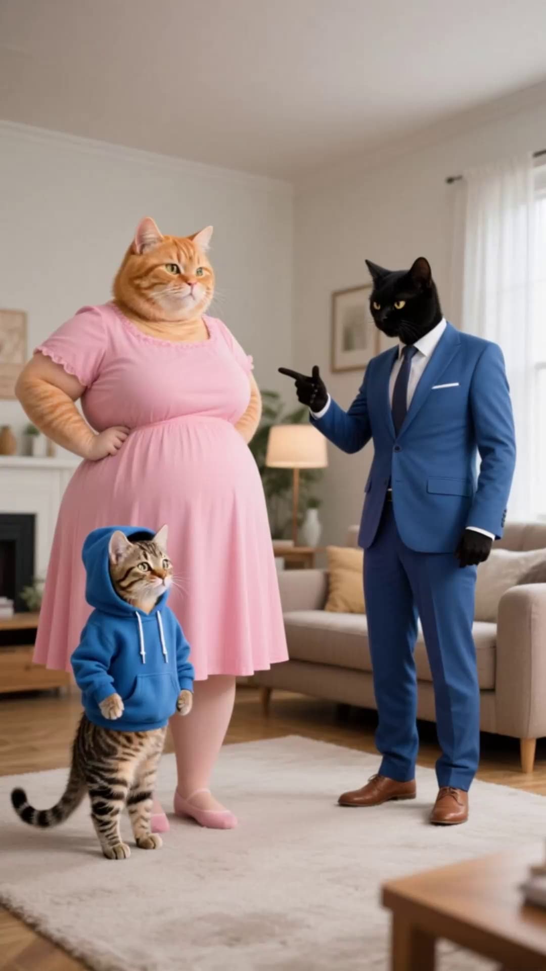cover for In this code-driven glow-up saga: dumped for a younger feline, chonky ginger mom turns heartbreak into treadmill fuel—with kittens cheering her on, she evolves from 'fluffball' to 'sleek queen', while the ex gets catfished by a gold-digger. 🚫💔→💃 #ai  #aiart  #cat 