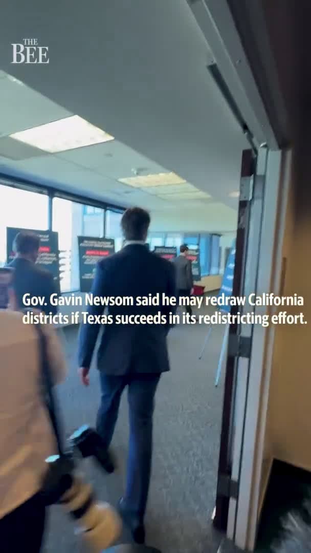 cover for Gov. Gavin Newsom said during a press conference in Sacramento on Monday, Aug. 4, 2025, that he may redraw California districts if Texas succeeds in its redistricting effort, citing a need to counter Republican gains in Congres...