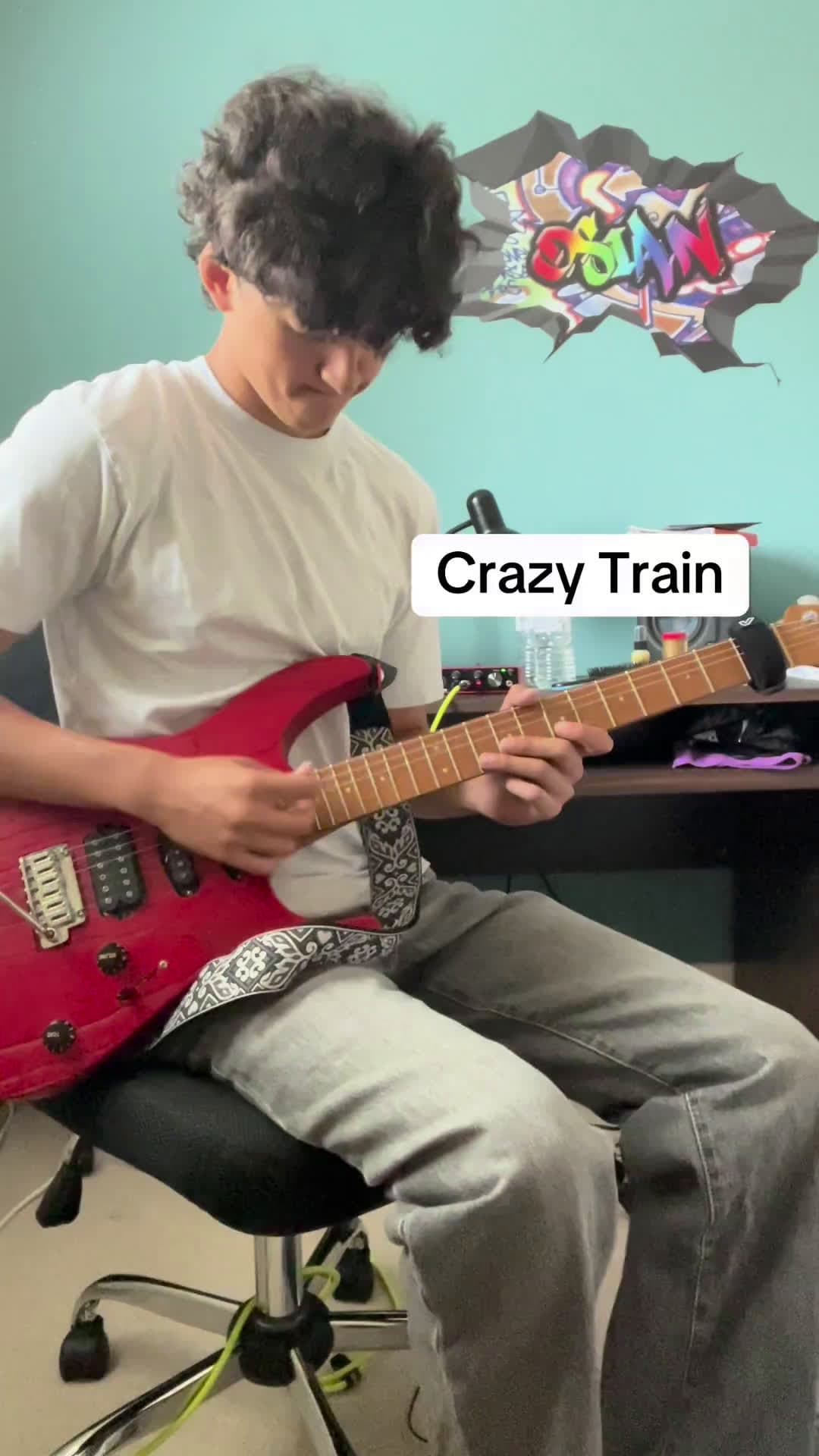 cover for Insane Crazy Train guitar solo cover that will blow you away 🔥🤘 #GuitarCover #CrazyTrain #GuitarSolo #RockMusic #Shred