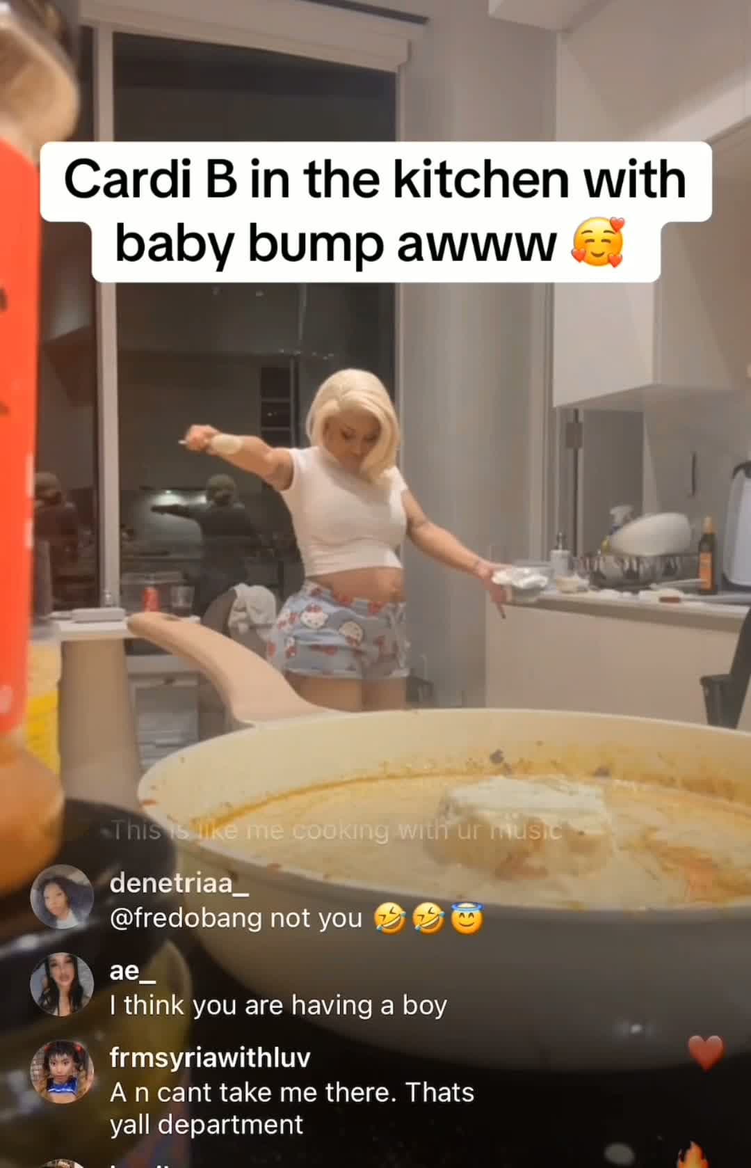 cover for Cardi B in the kitchen with her baby bump awww🥰 #fyp #foryoupage #crazy #world #foryourpage #explore #fight #funny #fightcam #viral #hood #explorepage #ko