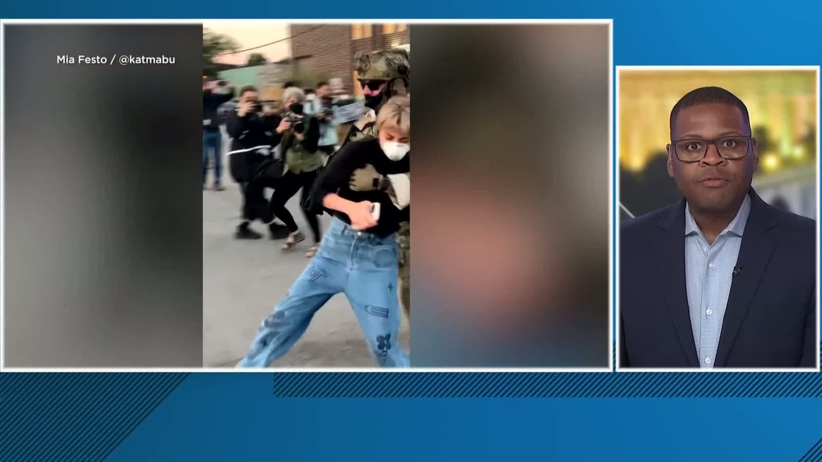 cover for Protestor appears to be thrown to ground by ICE agent outside Chicago facility
