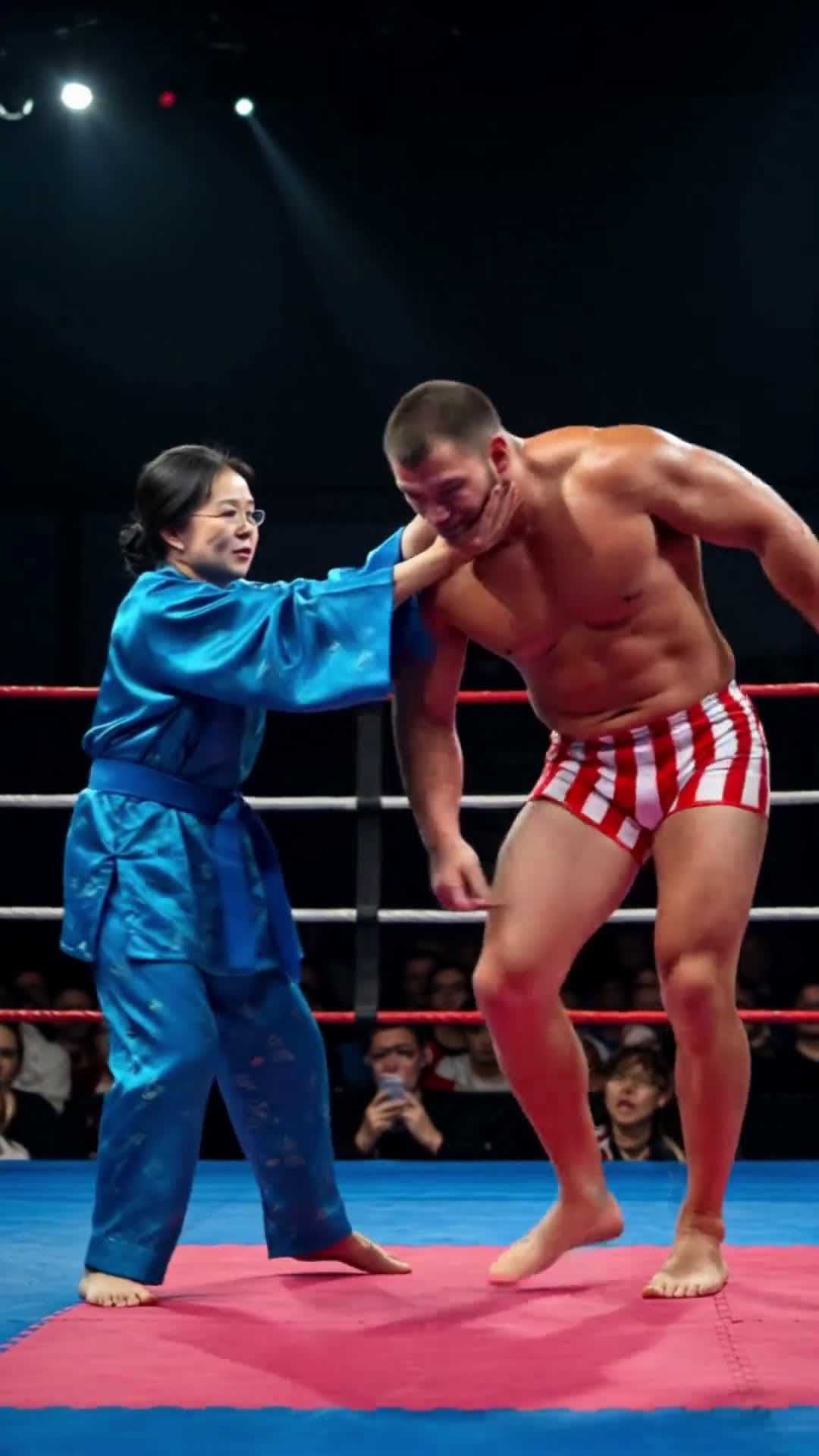 cover for AI video: How strong is this old lady? Most men would be daunted by her in a match! #Grappling#Contest#Recreation#Exercise#AI