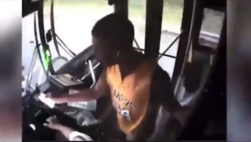 cover for Bus crashes into a pole when a passenger knocked out the driver for missing his stop