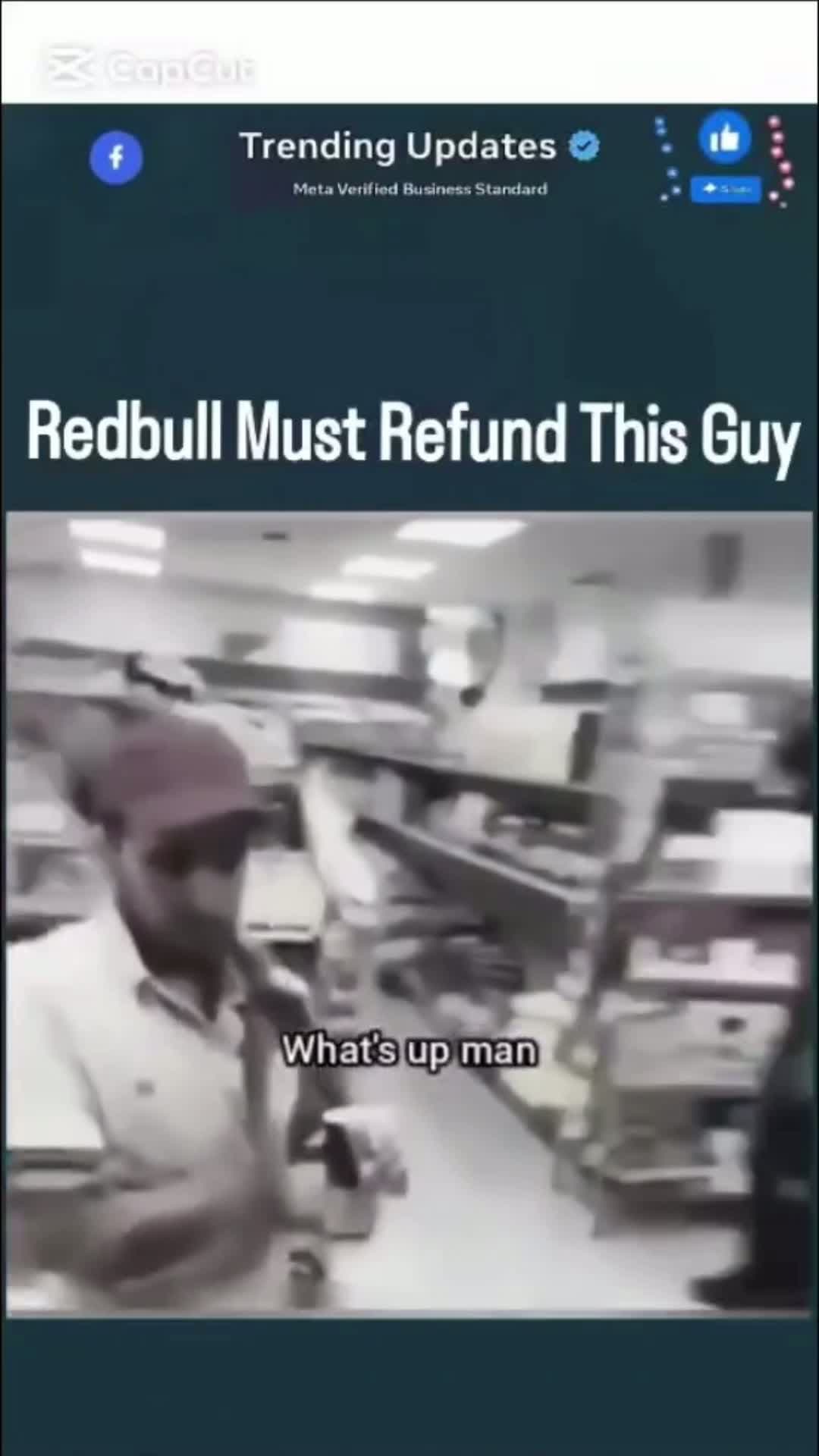 cover for Redbull gives wings 😂,, dude is really demanding for his fund back