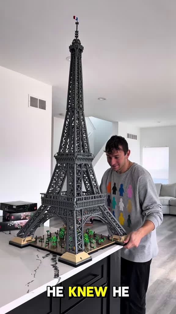 cover for Carrying all 10,001 pieces of the nearly 5ft LEGO Eiffel Tower downstairs! Will I make it? 😅 #LEGO #BuildChallenge #EiffelTower