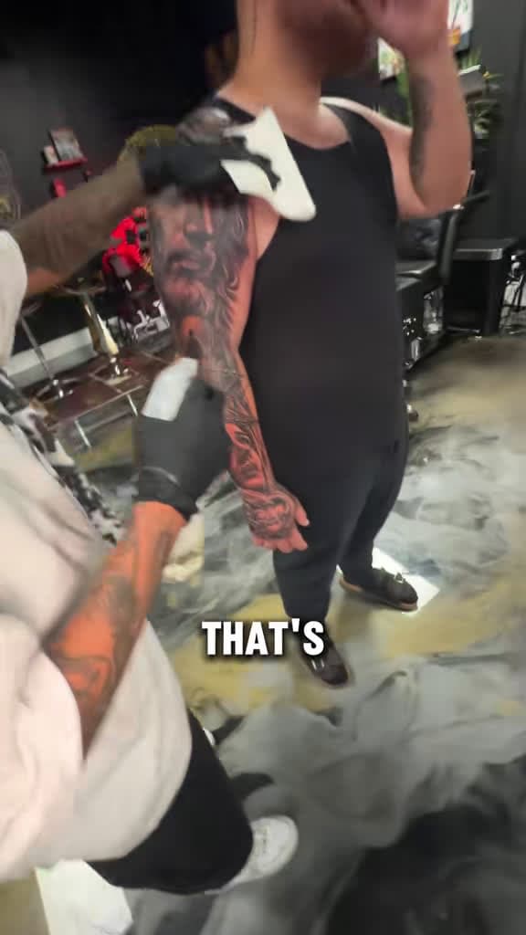 cover for Unbelievable tattoo reveal! His reaction is priceless 😂 #tattoo #funnyreaction #mindblown