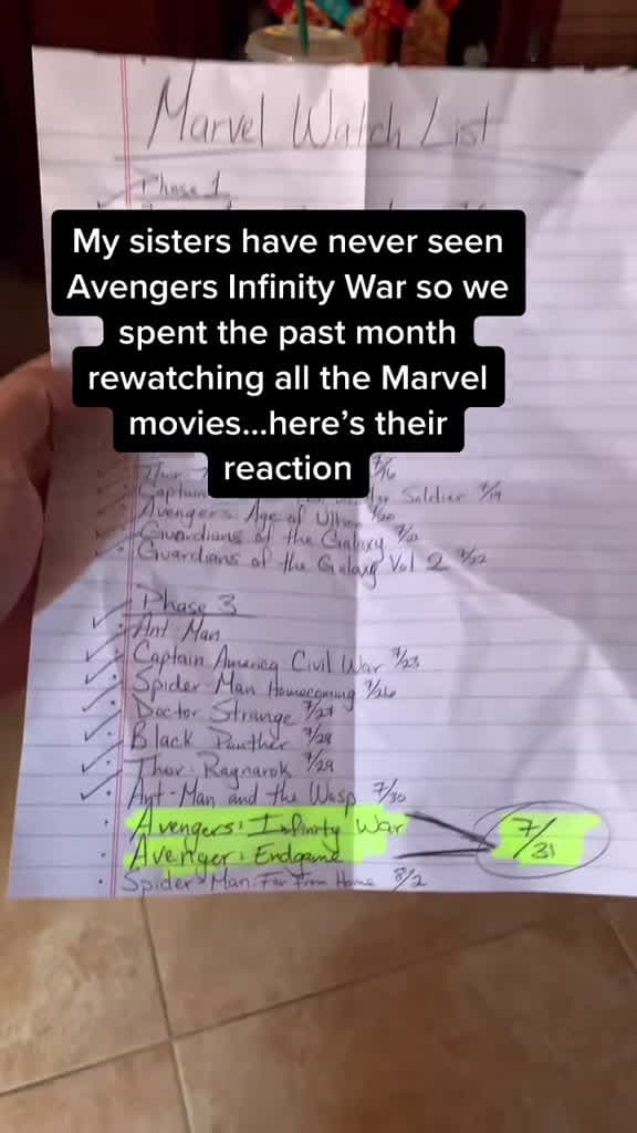 cover for Rewatching every Marvel movie with my sisters who haven't seen them yet — the reactions are priceless! 🤯🎬 #Marvel #InfinityWar #Reaction #TheSnap