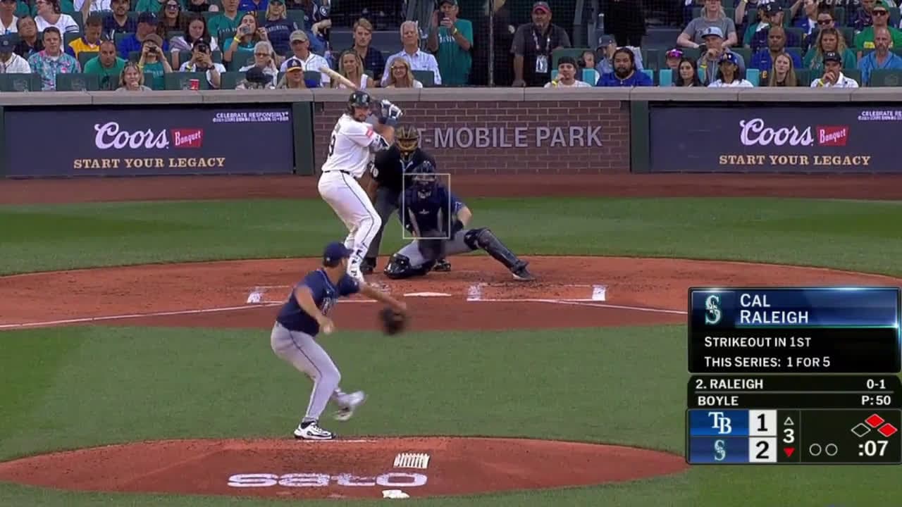 cover for Cal Raleigh belts MLB-leading 44th home run, then Julio Rodriguez drills a line drive just over the wall for his 2nd HR of the game ⚾️🔥 #MLB #HomeRun #CalRaleigh #JulioRodriguez