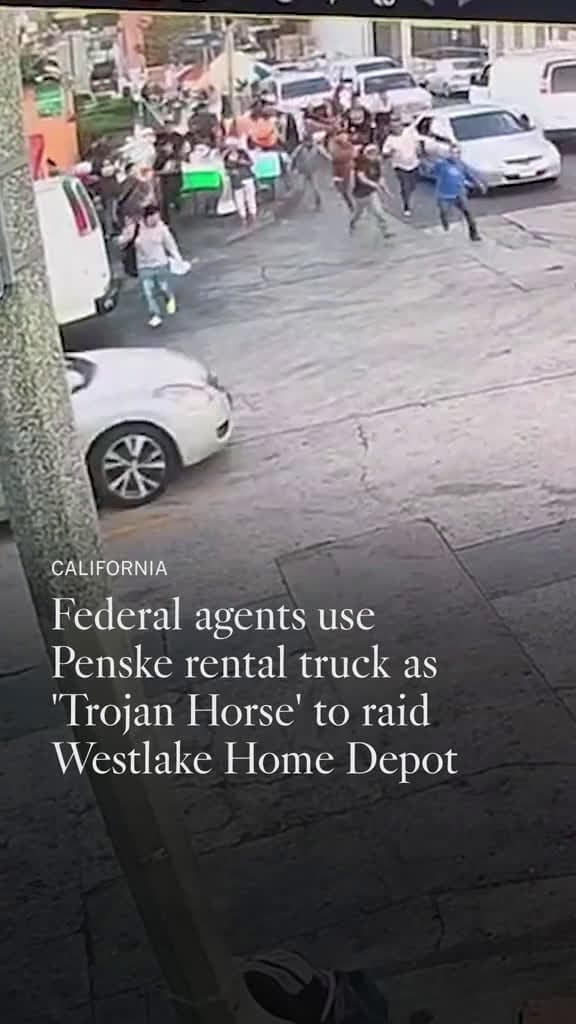 cover for Border Patrol agents raided a Home Depot in Westlake as a top federal agent warned, “We’re not leaving,” and posted images of half a dozen border agents running from a Penske truck through the parking lot. As many as 16 immigra...