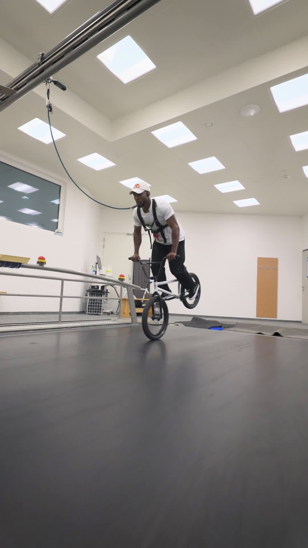 cover for Courage Adams sets a new record with an insane nose manual on a moving treadmill! 🚲🔥 #BMX #WorldRecord #NoseManual