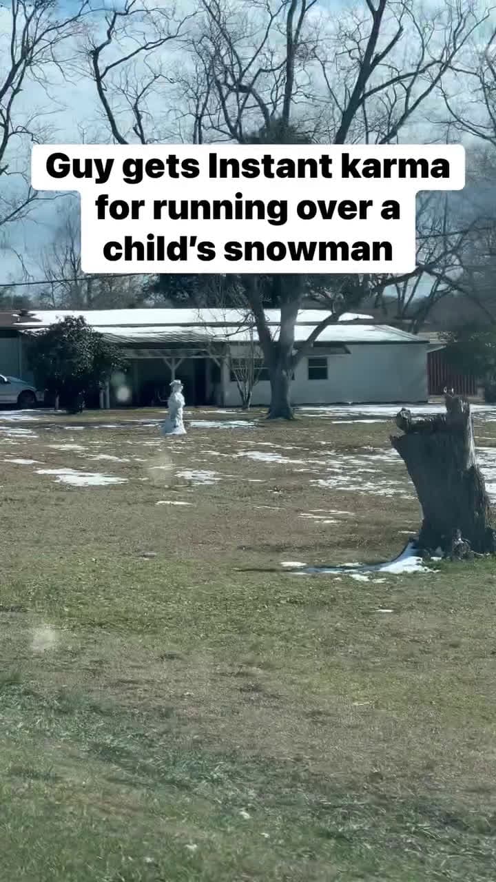 cover for Guy gets Instant karma for running over a child's snowman#UnpopularOpinion #CaughtOnCamera