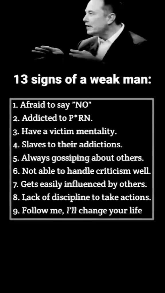 cover for 13 signs of a weak man   Elon musk motivational quotes...   elonmusk meme quotes  40470 #trending