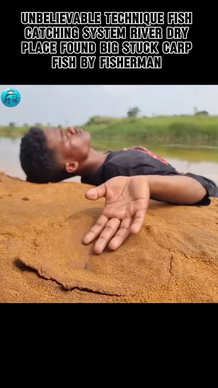 cover for Amazing fisherman rescues huge carp stuck in dry riverbed! 🎣 #Fishing #Carp #ViralVideo