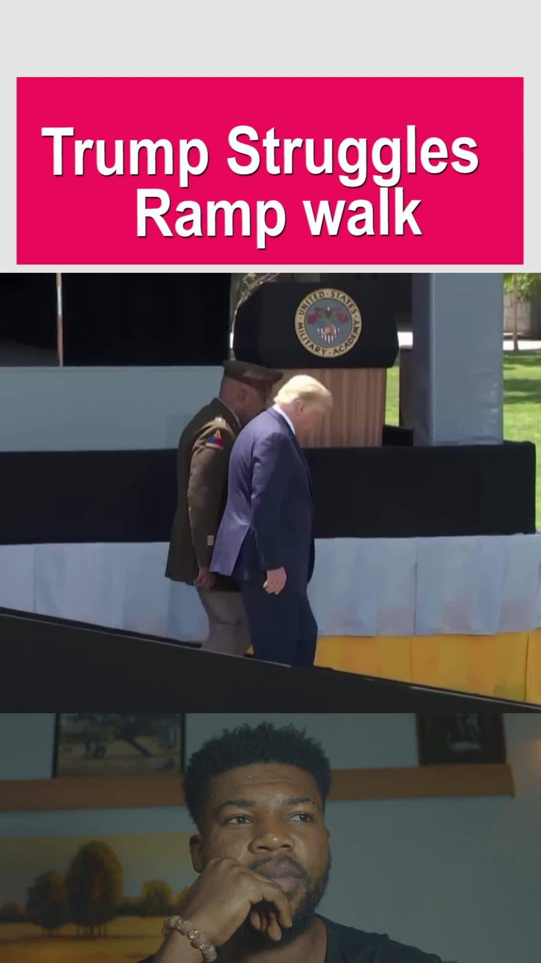 cover for Trump's ramp walk: a "slippery" slope🤣😂