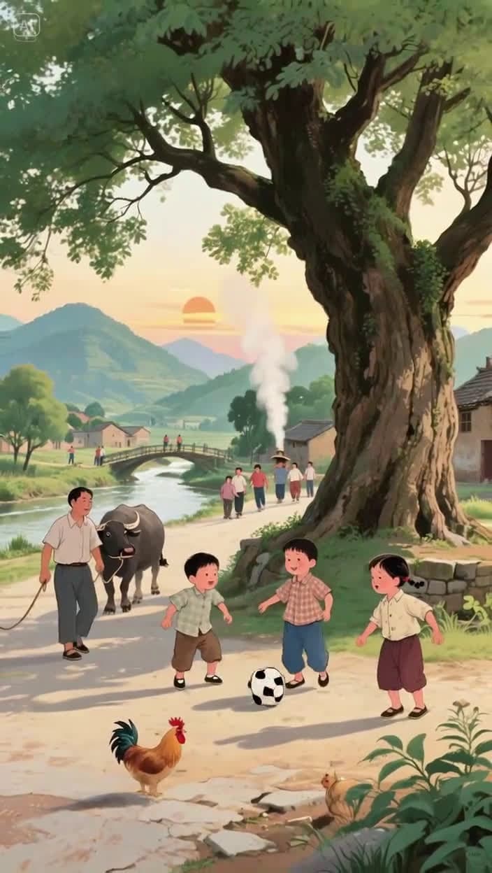 cover for AIVillageTales: The 90s village big tree, a silent witness to childhoods! #VillageStories#90sChildhood#NostalgiaFeels#ChildhoodDays#OldMemories