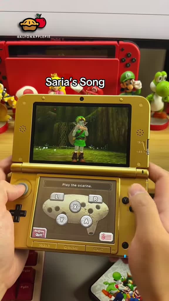 cover for Saria's Song on the 3DS XL in Ocarina of Time — a timeless Zelda melody 🎶✨ #Nintendo3DS #OcarinaOfTime #ZeldaMusic #SariasSong