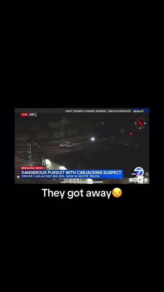cover for Two armed suspects sparked a wild LA carjacking spree, stealing vehicles including a semi in a high-speed chase before vanishing. Downtown LA on edge. 🚨 #LosAngeles #Carjacking #PoliceChase #DowntownLA #BreakingNews