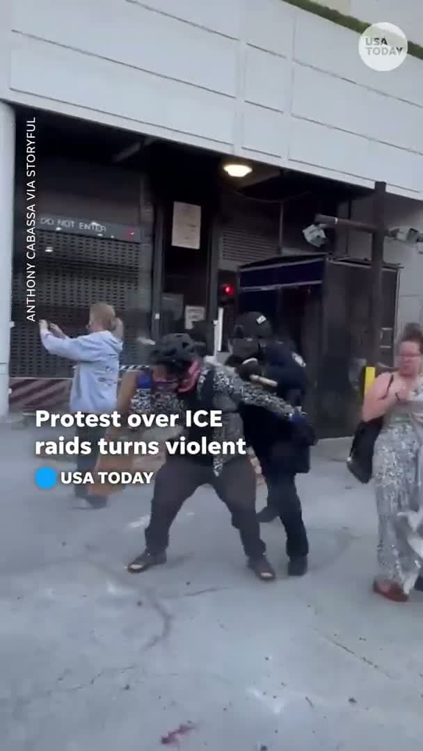 cover for Watch: Protestors and police clash in ICE raids