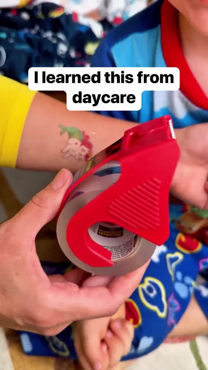 cover for Now I use tape to easily remove temporary tattoos #daycare #temporarytattoo #stickers #mom Always use skin-safe tape when possible, have an adult present, and stop immediately if any irritation occurs #lifehacks 