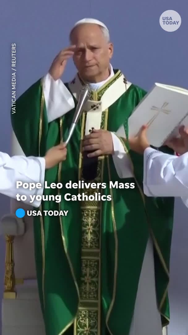cover for Pope Leo urges youth to build peace at Mass in Rome