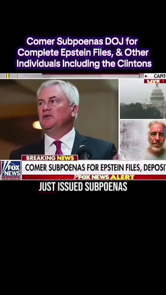 cover for House Oversight Committee subpoenas Clintons, top officials for unredacted Epstein files—depositions start this fall. Major names called to testify. #Epstein #DOJ #Congress #BreakingNews