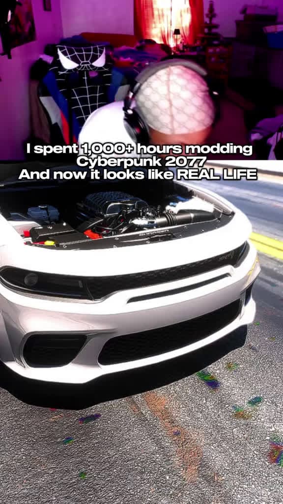 cover for Made Cyberpunk 2077 ultra realistic with 1,000+ mods and real cars like the Dodge Charger SRT! 🚘 #Cyberpunk2077 #GamingMods #Realism