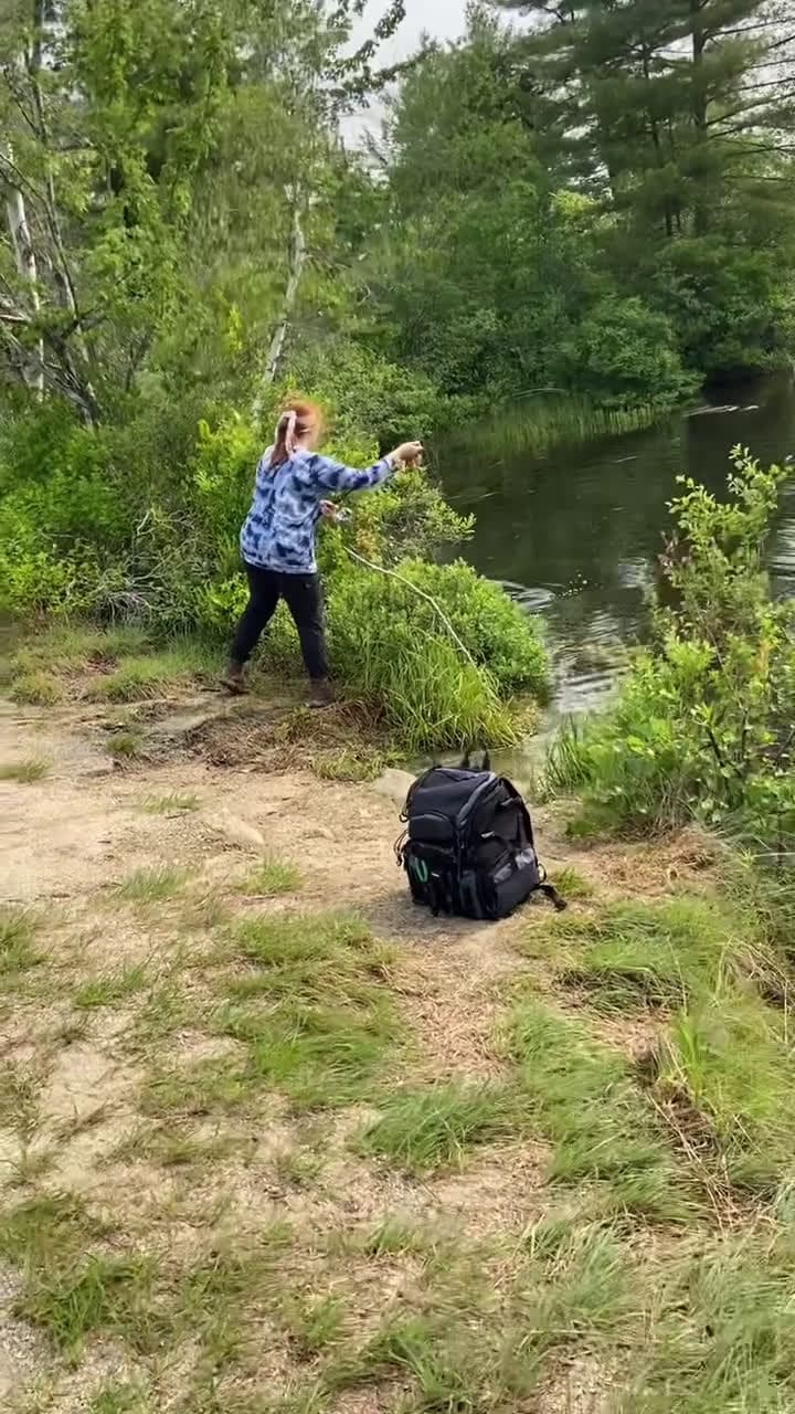 cover for #TooFunnyToScroll Just me being super calm and chill while reeling in the biggest fish of my life (I panic grabbed the line and it snapped but luckily I grabbed him in time lmao) 6.92 LBS in Dublin, NH