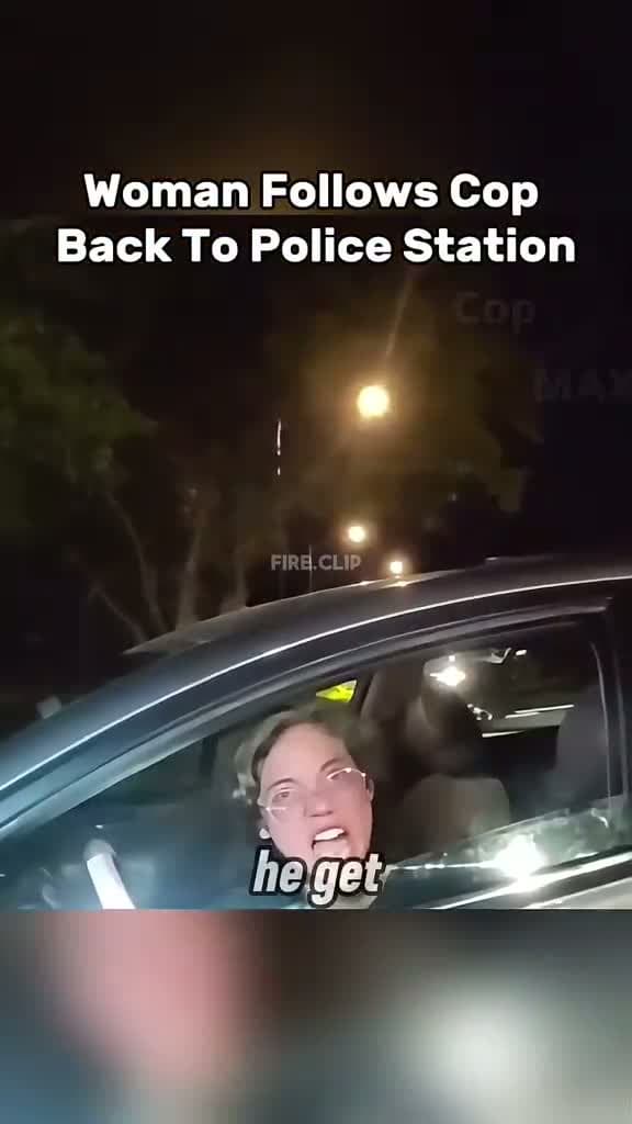 cover for After getting stopped by an officer for a traffic violation, the woman follows the cop back to the police station. She demands the officers to give the cop a ticket for not using a turn signal. The officer seem concerned for her so they try to get her to a hospital #cops  #police  #duiarrest