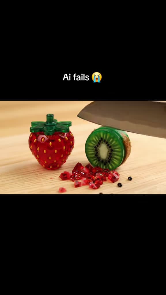cover for We're back with bite-sized ASMR, fruity fun, and lego stop-motion chaos! 🍓🍍 Watch the tiny builds come alive. #ASMR #fruits #legostopmotion #lego #aifails