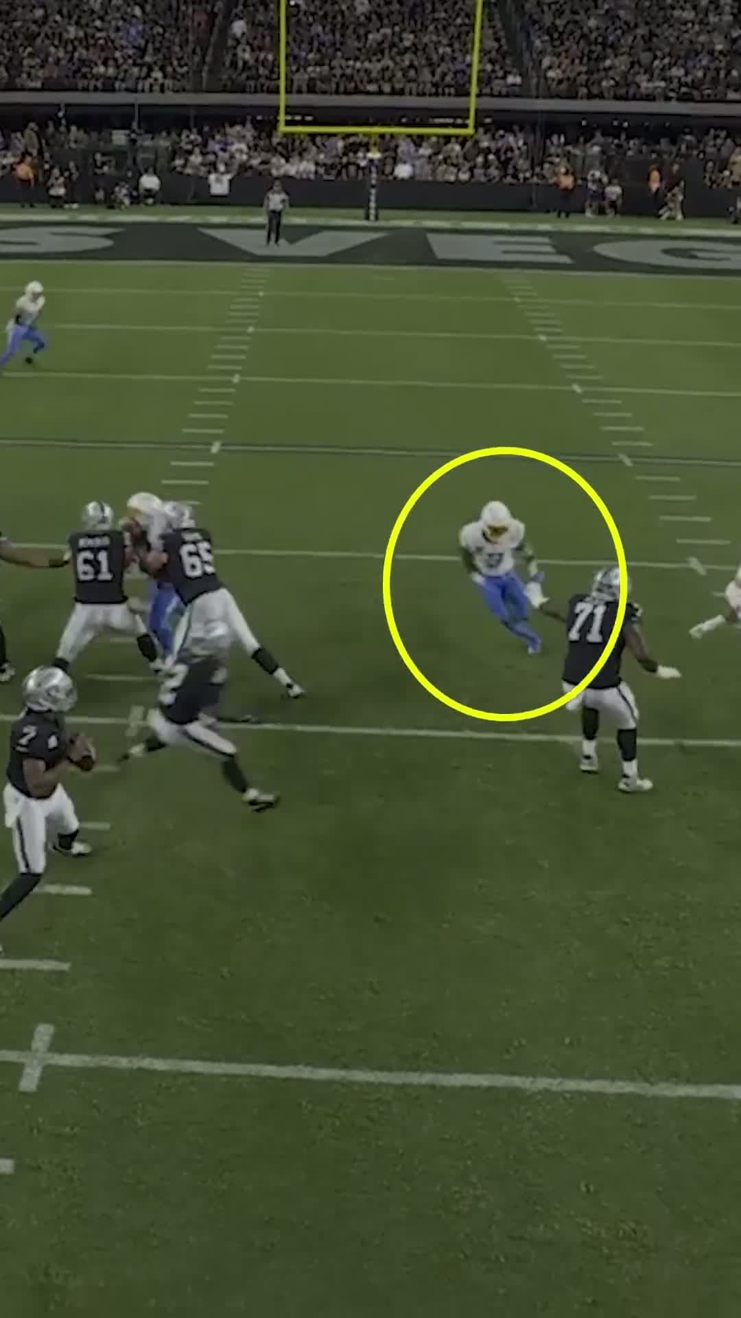 cover for Derwin James sets the perfect pick to unleash Khalil Mack for a huge sack! 🔥 #NFLHighlights #Defense #Sack #Football