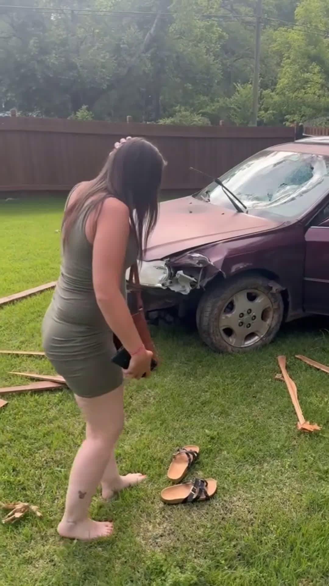 cover for She cries after hitting his property!  #carcrash #viral #scoopz 