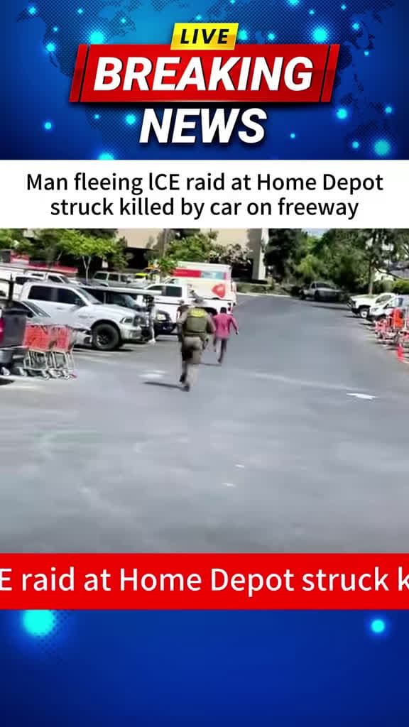 cover for Man fleeing an ICE raid near a Monrovia Home Depot is fatally struck on the 210 Freeway ⚠️ #ICE #Monrovia #HomeDepot #BreakingNews