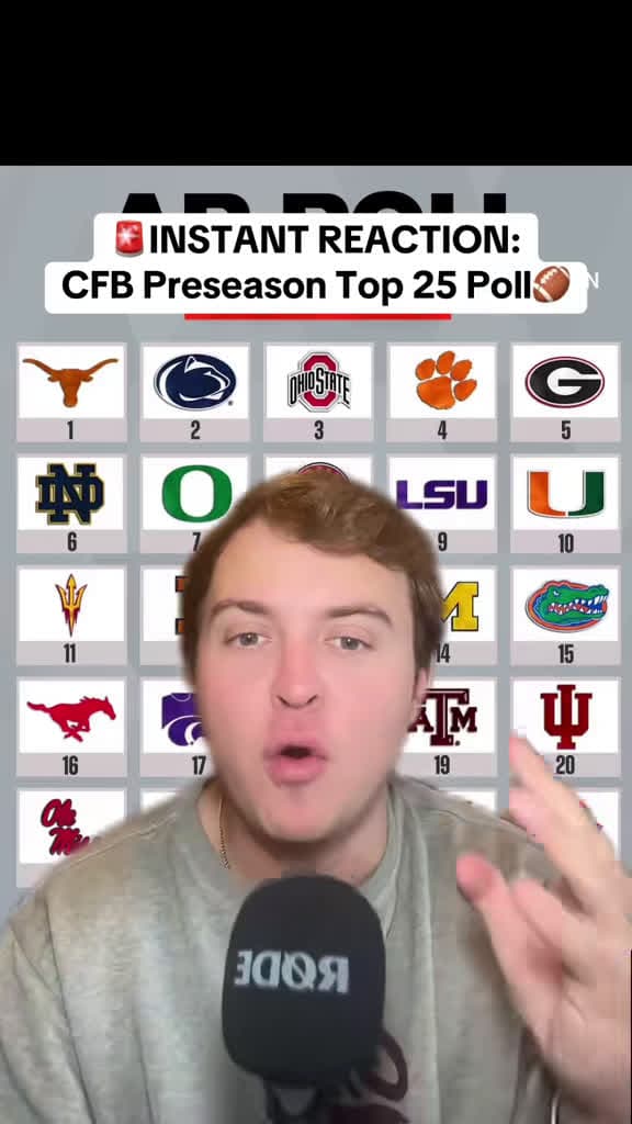 cover for Instant reaction: The first AP Top 25 poll of the season just dropped — big shifts and surprises! 🏈🔥 #CollegeFootball #APTop25 #Rankings #TexasLonghorns #NotreDame