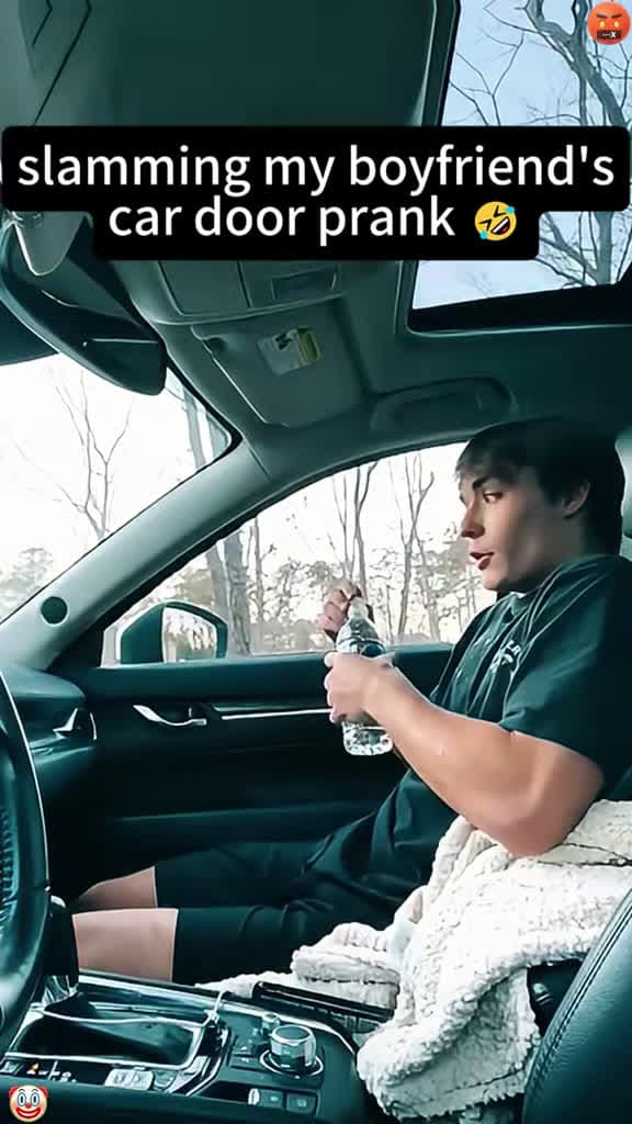 cover for Slamming the car door on my boyfriend—wait for his reaction! 😂 #prank #couplegoals #funny
