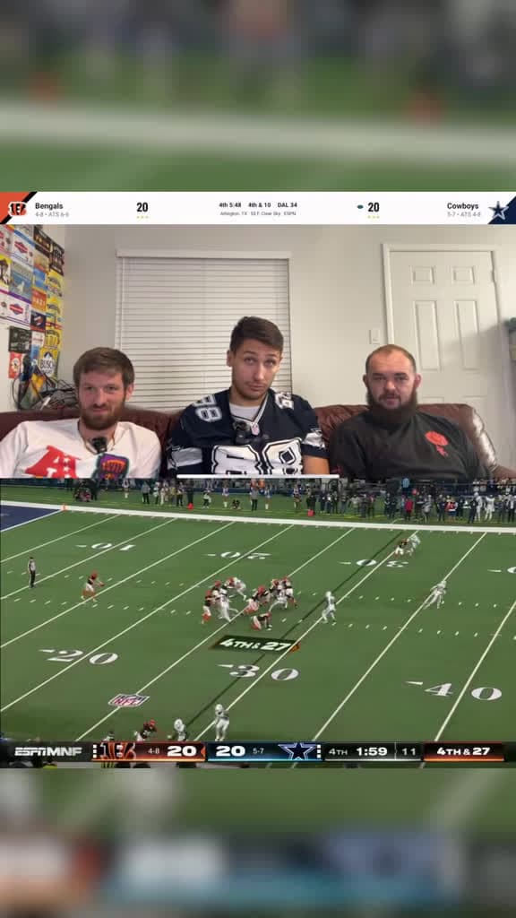 cover for Cowboys doing Cowboys things, and the fans' reactions are priceless 🤠 #Cowboys #NFL #Week14 #Bengals #FansReaction