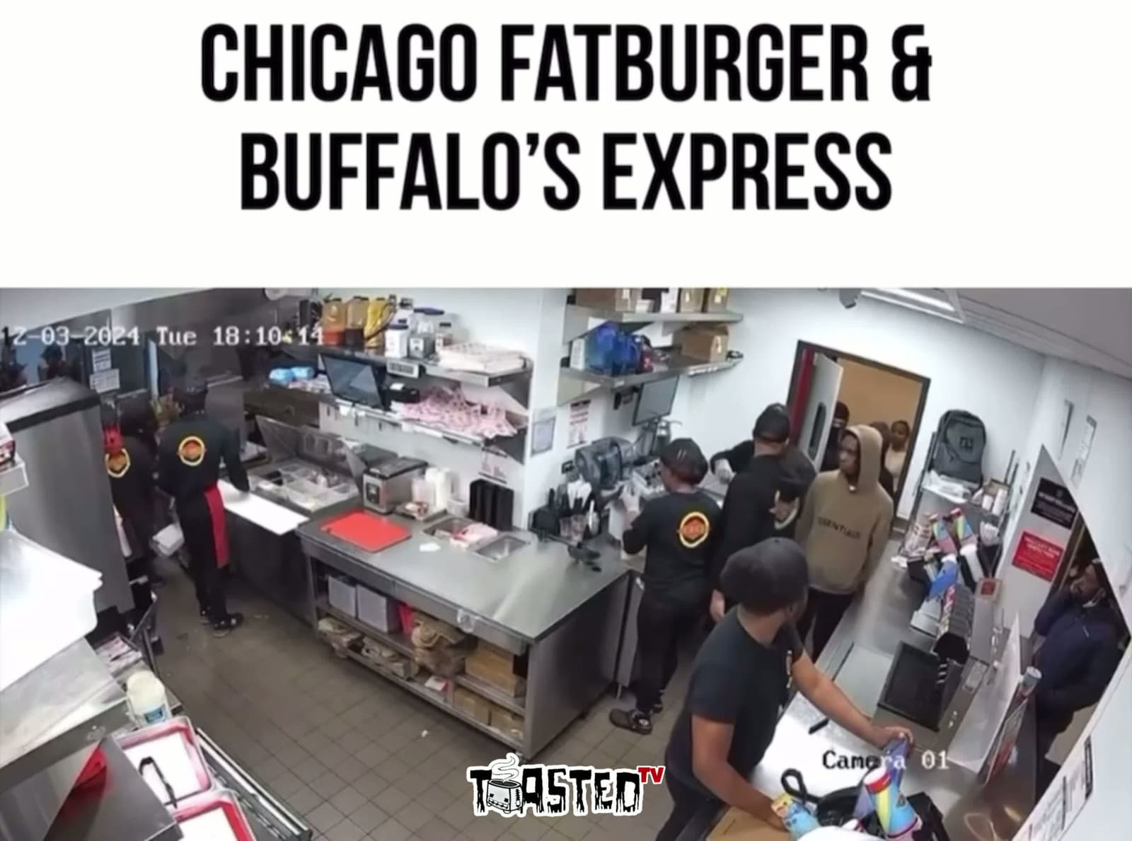 cover for 🚨 FATBURGER TAKEOVER CAUGHT ON CAMERAFollow @ItsToastedTV for moreChicago Fatburger turned into chaos when a group stormed past diners straight into the kitchen, apparently targeting someone inside. Workers ran for safety—until a customer pulled a gun and ordered them out. The group bolted immediately.💥 Would YOU step in like that armed customer, or run for cover?#itsToastedTv #ToastedTvNews #Chicago #Crime #SelfDefense