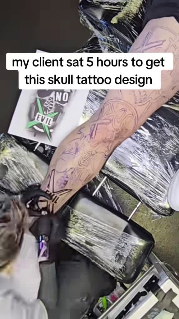 cover for Watching the tattoo come to life in a time-lapse is unreal. Total focus mode. 🖤 #tattoo #timelapse #ink