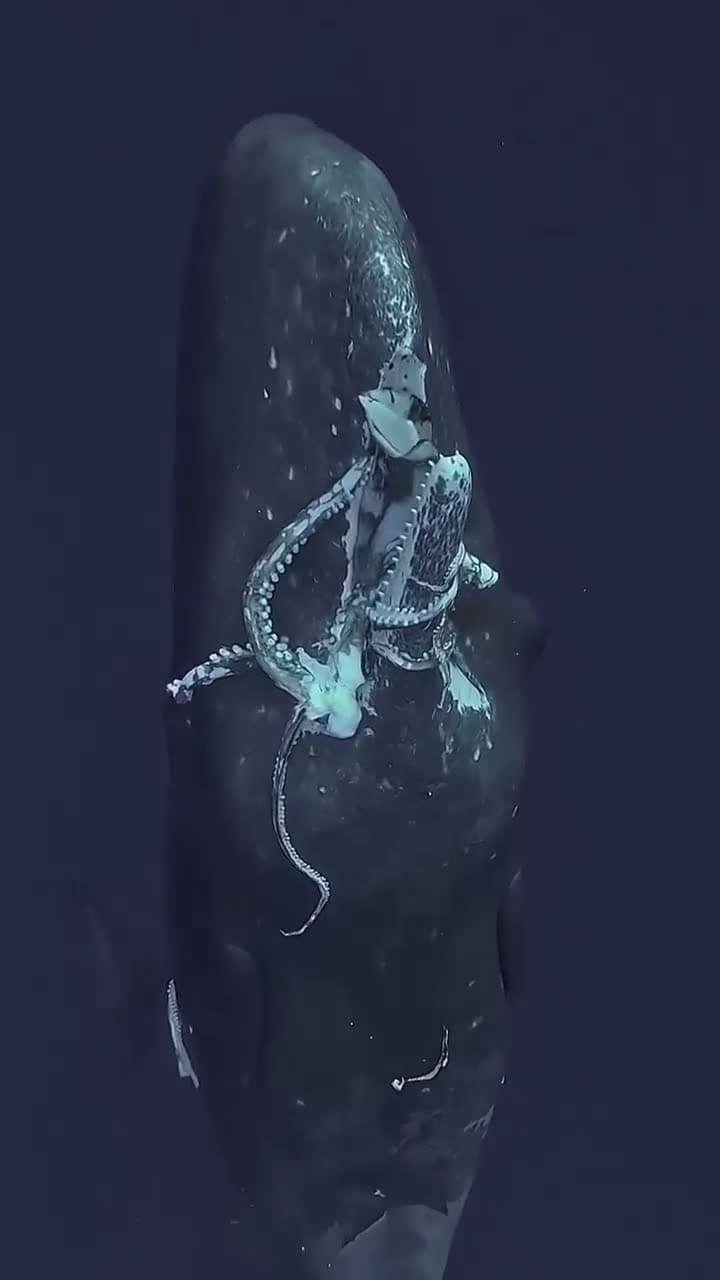 cover for Epic showdown: Sperm whale battling a giant squid! 🐋🦑 #OceanBattle #DeepSea #Wildlife
