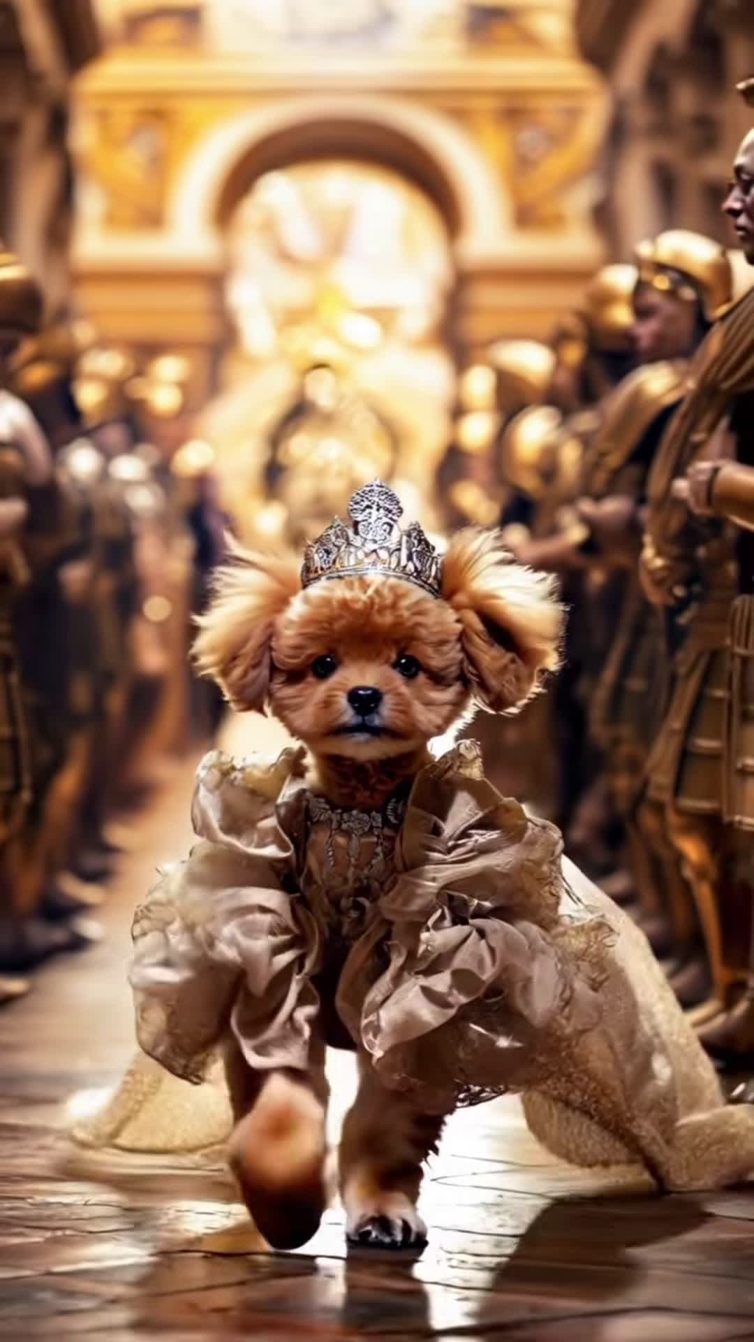cover for AI Puppy Fashion Show: Royal Edition #AICreated #PuppyLove #DogFashion #CutePetVideo #AIEntertainment