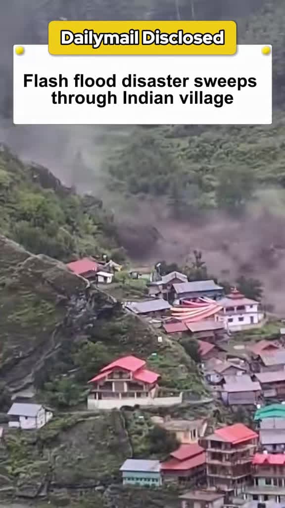 cover for Terrifying flash floods tear through Dharali village in northern India after a sudden cloudburst. Rescuers race against time as heavy rains hamper efforts. #Flood #India #Disaster 🌊