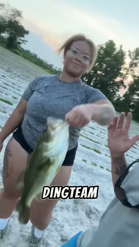 cover for She just landed a massive bass! 🎣 #BassFishing #Outdoors #Viral